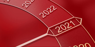 2021数字场景2021年新年红色时钟跨年展板背景